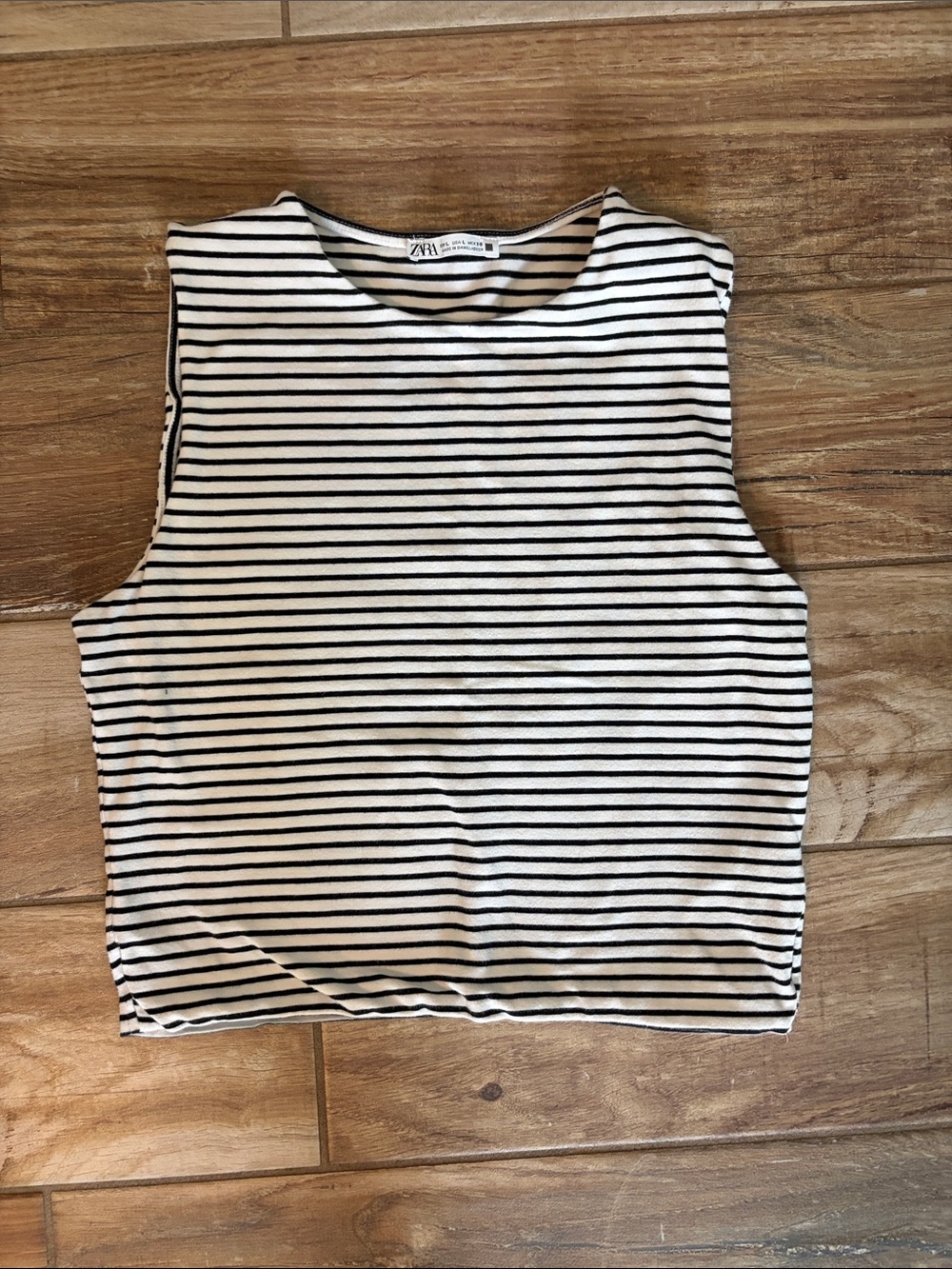 ZARA Black & White Striped Sleeveless Crop Tank